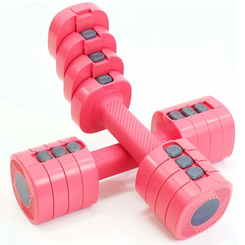 Adjustable Dumbbell Set of 2 Weights from 1 to 2.5 kg Dumbbell 4 in 1 Fitness Equipment Gym Home Workout (Pink)