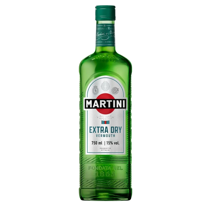 MARTINI Extra Dry Vermouth Aperitivo, 15% ABV, 75cl / 750ml, Bright Italian White Vermouth Infused with Hand-Selected Botanicals