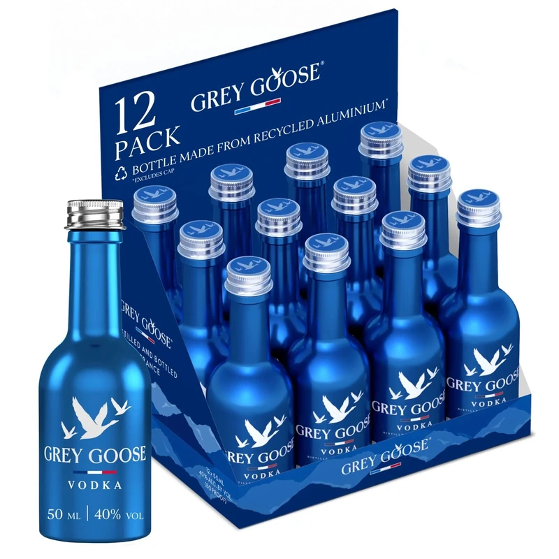 GREY GOOSE Vodka Miniatures, 40% vol., 5 cl / 50 ml (Pack of 12), Premium French Vodka Distilled Once and Bottled in France