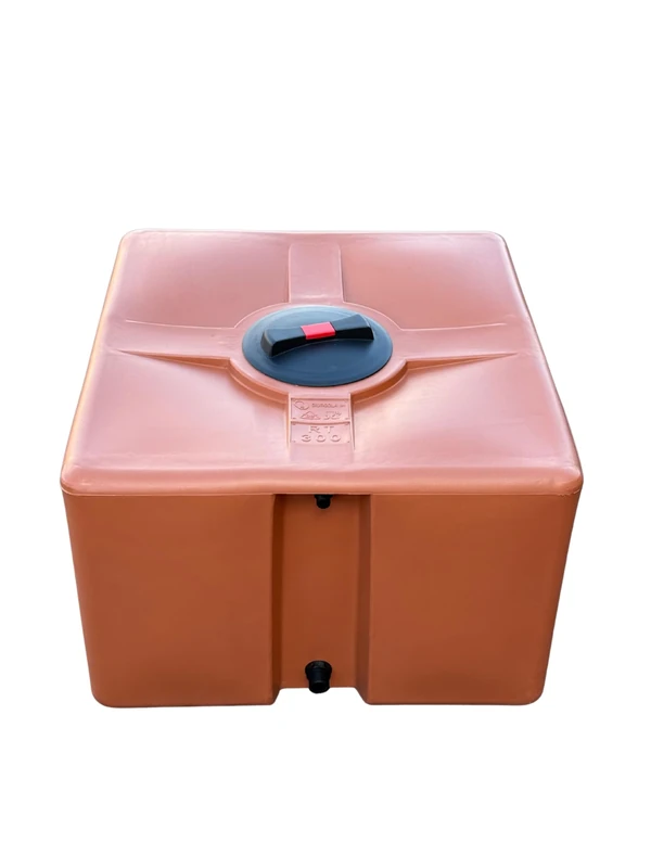 Certified Polyethylene Tank for Drinking Water Parallelepiped Rectangular Low Model 300 Litres Terracotta Colour Made in Italy