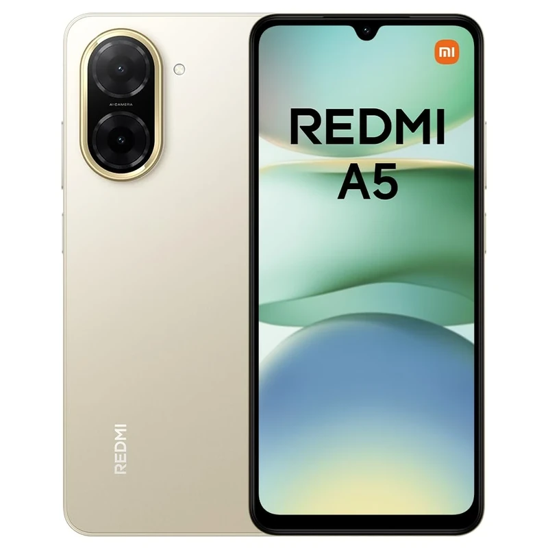 XIAOMI Redmi A5 Smartphone, 4+128GB, Gold, Super clear 32MP AI camera, 5200mAh battery, Powerful octa-core processor, Immersive 6.88" 120Hz display (No power adapter included)