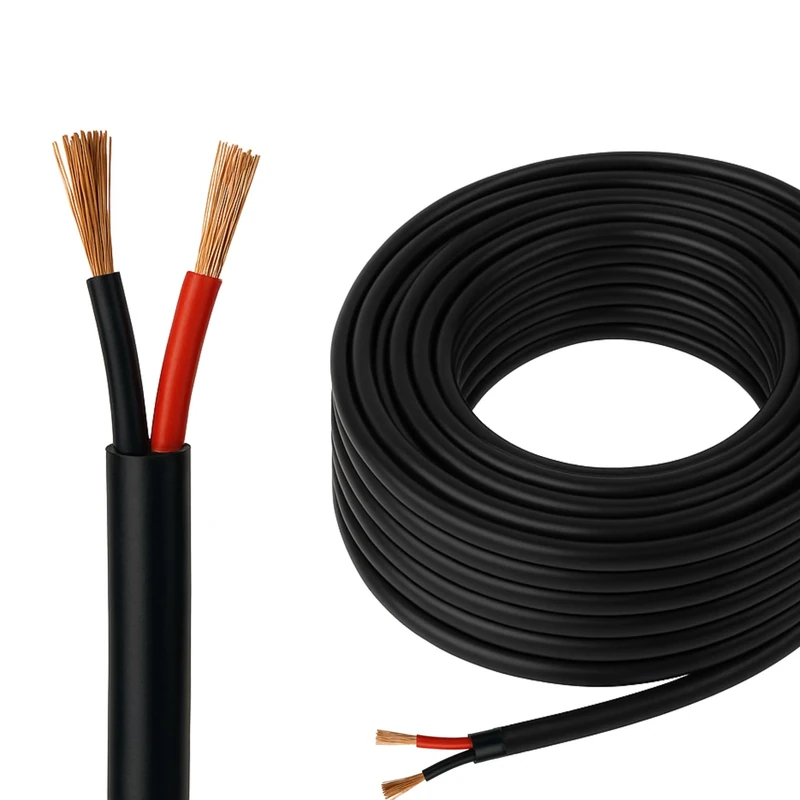 Automotive Round Twin 2 Core Cable 12V/24V Thin Wall Wire for Auto Boat 21A, 1.5mm² (20M Coil)
