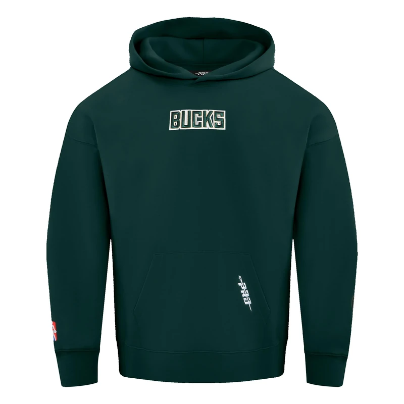 Pro Standard Mens NBA Milwaukee Bucks Wingspan Pull Over Hoodie Forest Green 2XL