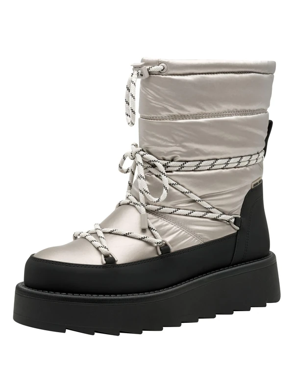 Tamaris Women's WL Lace Boot 1-26836-41 Snow Boots, Black/Pewter, 38 EU, Black pewter, 6 UK