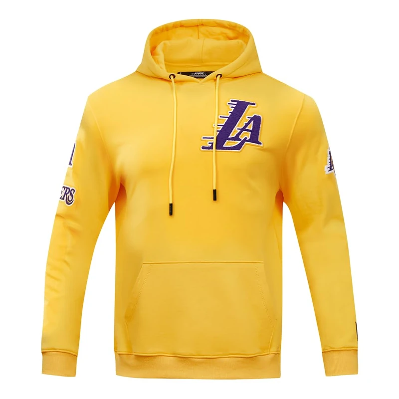 Pro Standard Mens NBA Los Angeles Lakers Classic Chenille Pull Over Hoodie Yellow M