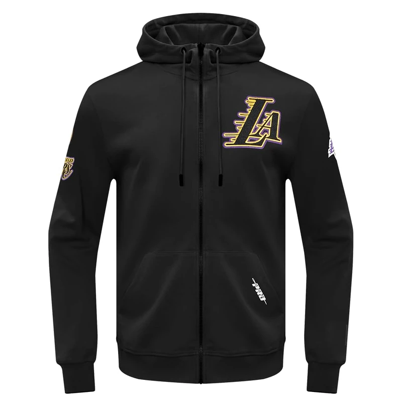 Pro Standard Mens NBA Los Angeles Lakers Classic Chenille Full Zip Hoodie Black 3XL - Image 1