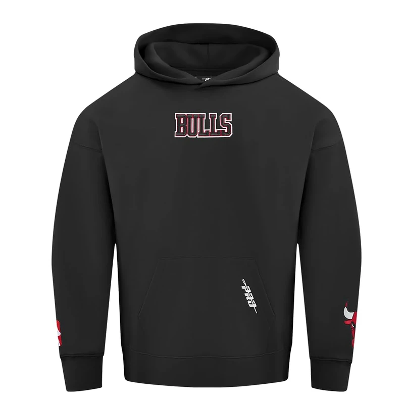 Pro Standard Mens NBA Chicago Bulls Wingspan Pull Over Hoodie Black 2XL