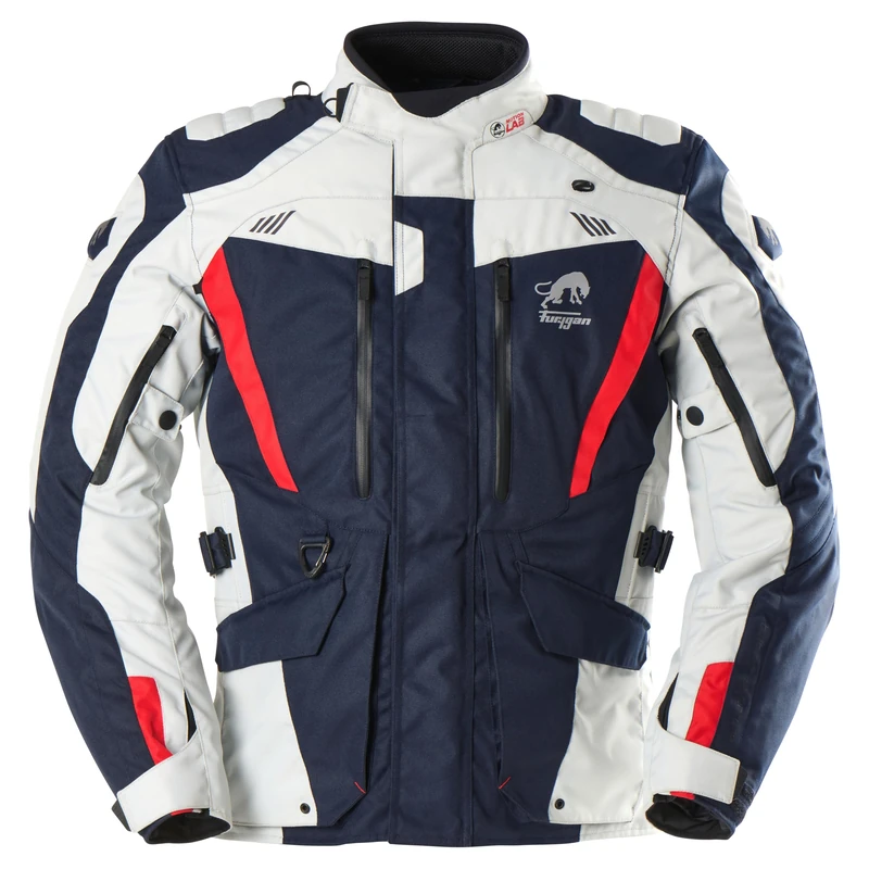 Furygan Men's Apalaches Evo Season Motorcycle Jacket-Waterproof, Breathable-D3O Protectors-Removable Thermal Lining-12 Pockets, Blue-Pearl-red, 5XL