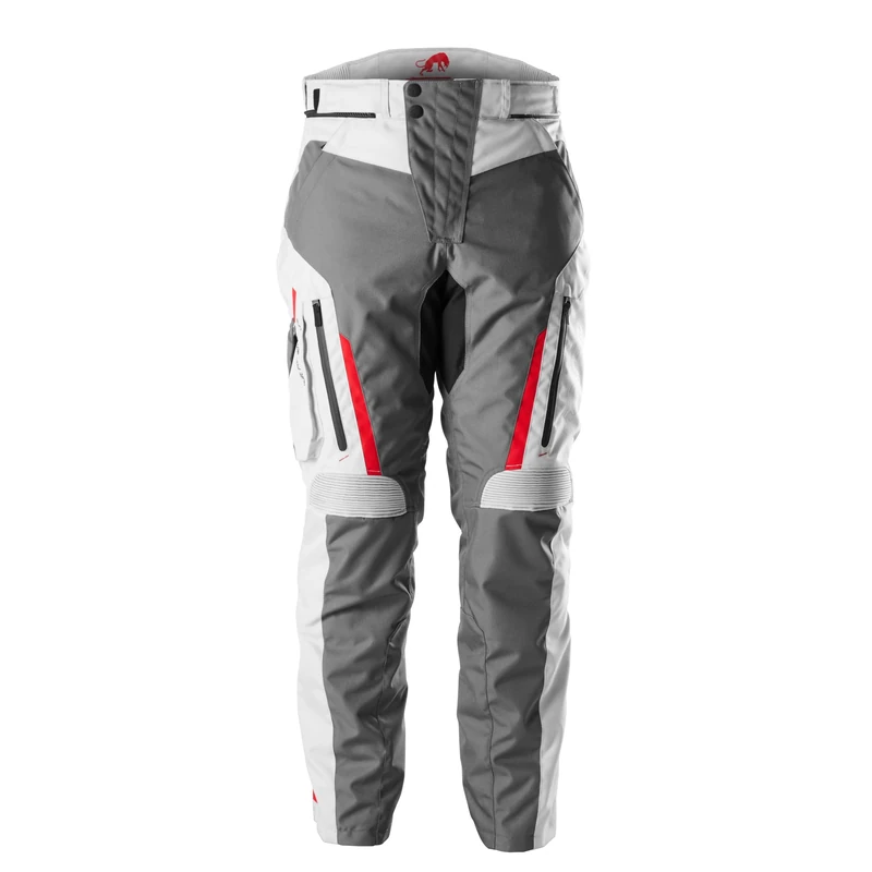 Furygan Men's Killington-CE Approved Motorcycle Pants-Waterproof with D3O Protectors-Removable Thermal Lining-Ventilated-Connection Zip, Grey-Pearl-Red, XL