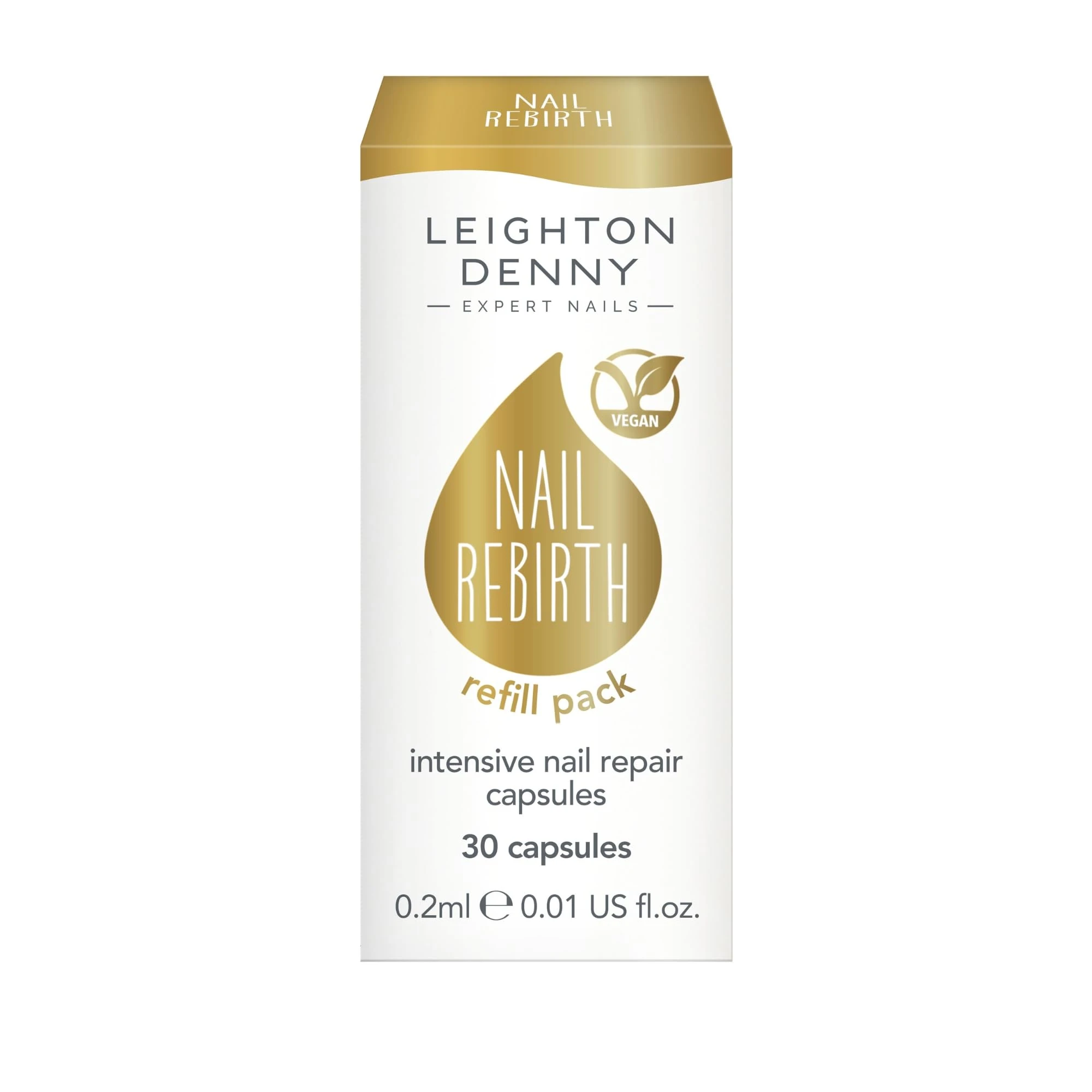LEIGHTON DENNY Nail Rebirth Refill Pack - Intensive Nail Repair Capsules - Nail Treatment to help repair Damaged Nails - Vegan - 1 x Refill Pack - 30 capsules