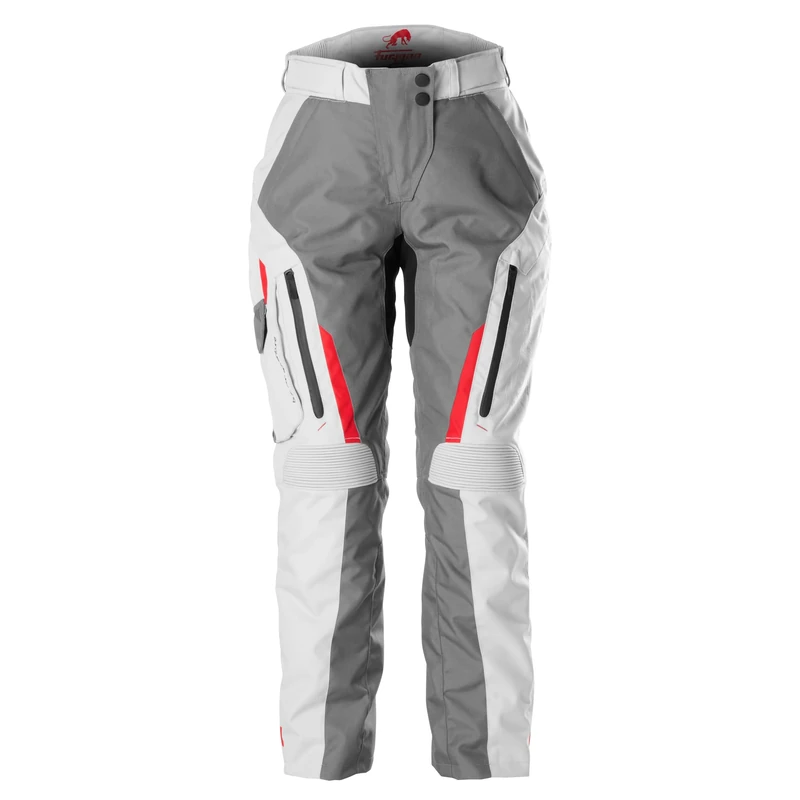 Furygan Women's Killington Lady-CE Approved Motorcycle Pants-Waterproof with D3O Protectors-Removable Thermal Lining-Ventilated-Connection Zip, Grey-Pearl-Red, XXL