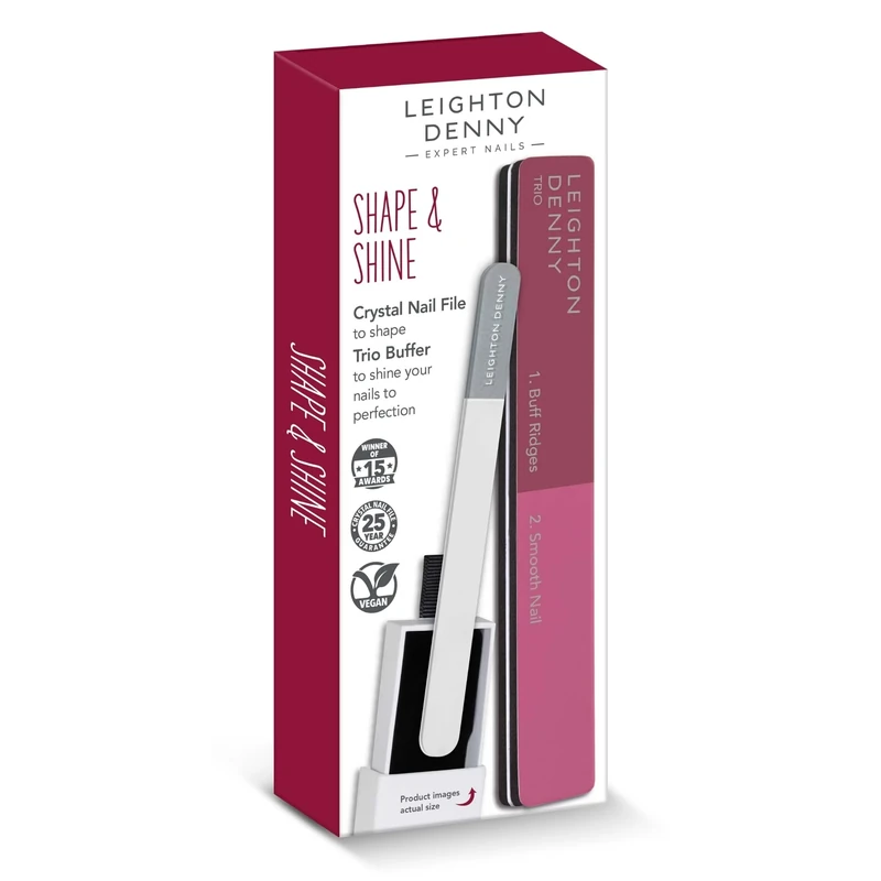 LEIGHTON DENNY Shape & Shine - Small Crystal Nail File & 3-in-1 Nail Buffer - Vegan