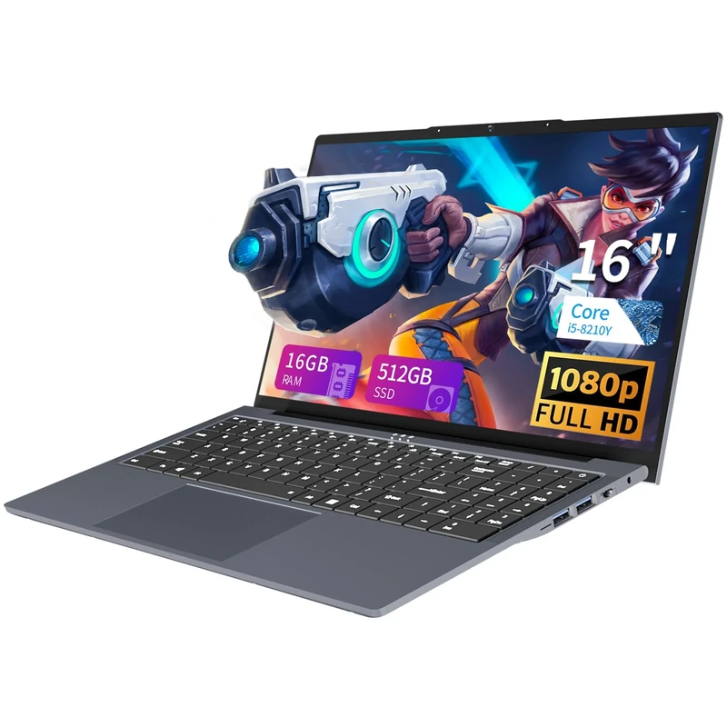 KUMNOSAL 16 Inch Laptop Computer, FHD IPS 1200p Screen, Gaming Laptop i5 (Up to 3.6GHz) for 16GB LPDDR4 RAM 512GB SSD, 180 Angle Open WiFi 5 HDMI Backlit Keyboard UHD Graphics 617 with Numeric Keypad