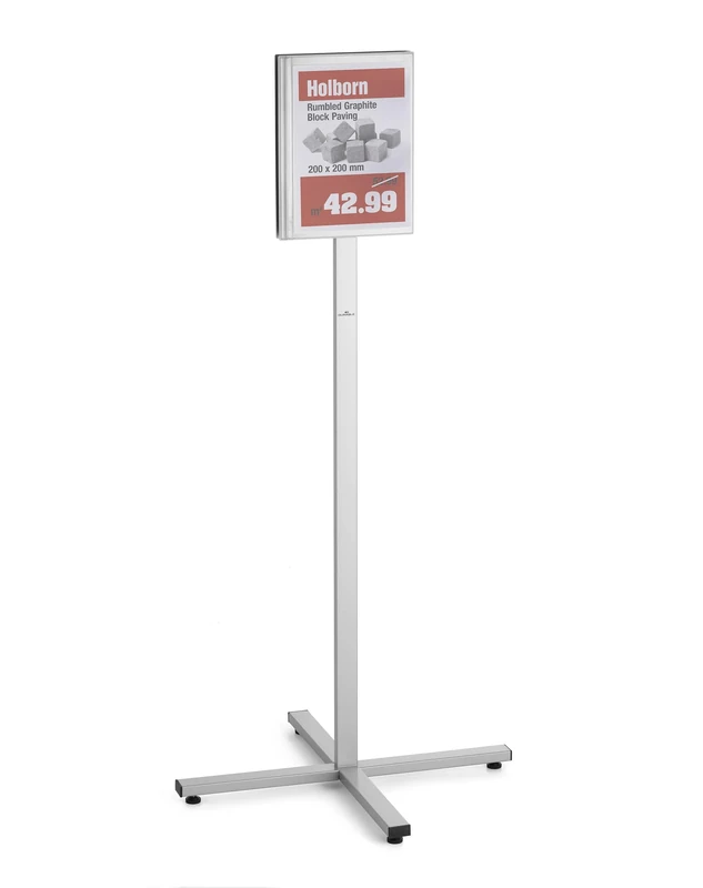 Durable Outdoor A4 Information Stand - Made from Strong Stainless Steel - IPX5-Rated Waterproof Document Pocket - Freestanding Floor Sign - Optimal for Displaying Event Information - Grey