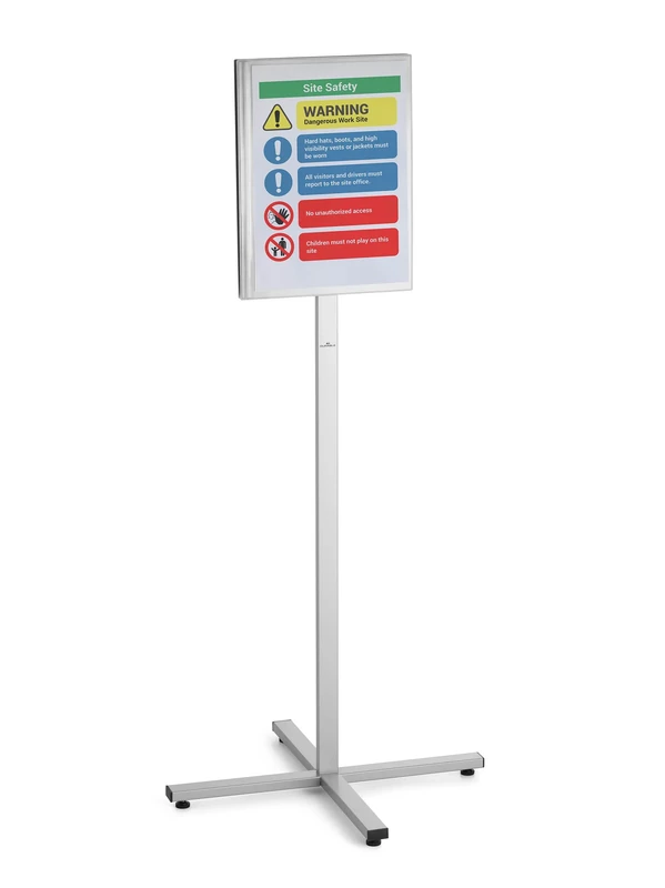 Durable Outdoor A3 Information Stand - Made from Strong Stainless Steel - IPX5-Rated Waterproof Document Pocket - Freestanding Floor Sign - Optimal for Displaying Event Information - Grey