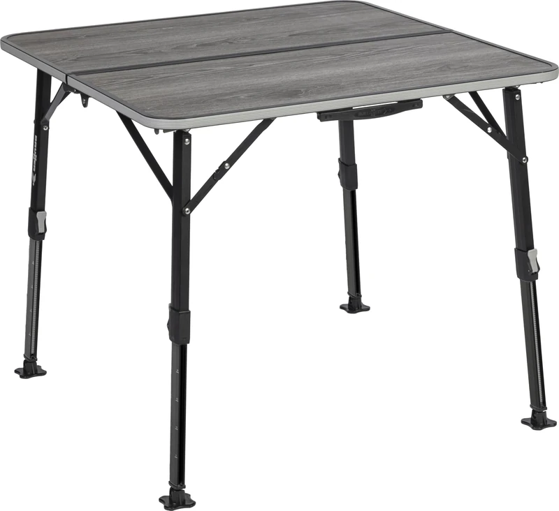 Brunner Elùtop Compack Folding Camping Table, Lightweight Aluminium Adjustable Height Outdoor Table, Oak Effect Top, Caravan & Motorhome Awning Table (Elùtop Compack Square 80)