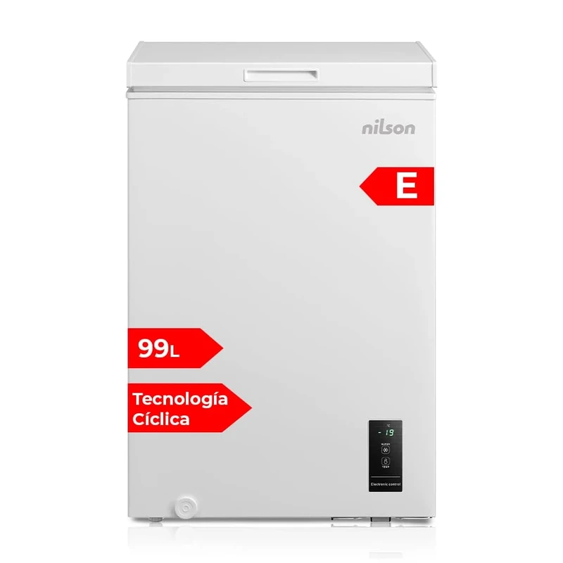 Nilson Congelador Horizontal Blanco NCH1000EDC. Capacidad 99 Litros, Dual Cooling, 4 Star, Modo Super Congelación, Tecnología Cíclica, Puerta Abatible, 1 Cesta, Bajo nivel Sonoro - Image 1