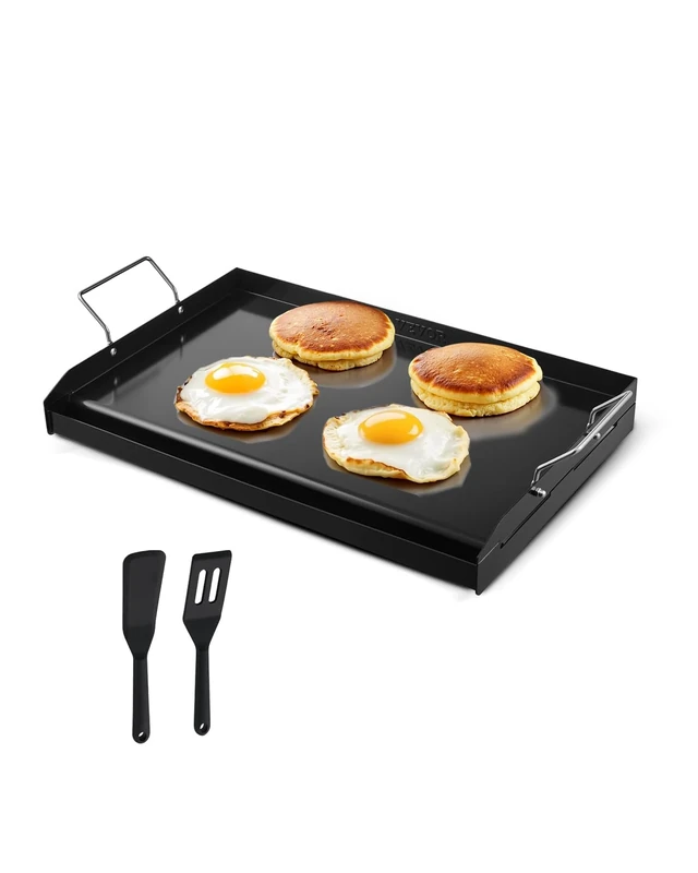 VEVOR Carbon Steel Griddle, 24x16 inch Universal Flat Top Rectangular Plate, Gas Grill Griddle for BBQ Grill, Teppanyaki, Portable Family Cookware with Handle, for Camping Tailgating Party