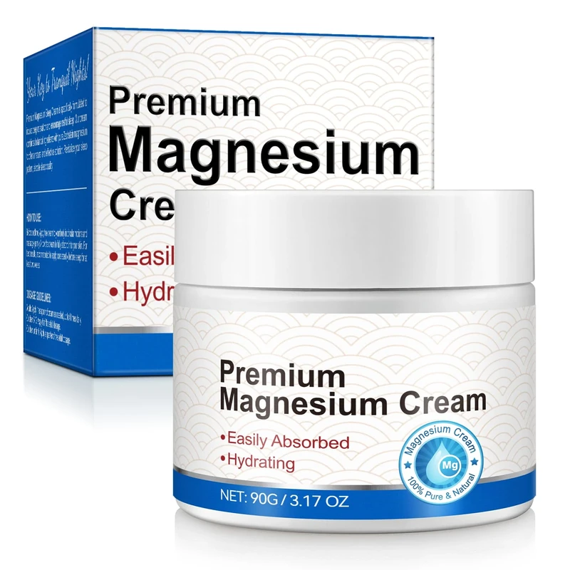 Magnesium Cream, Magnesium Lotion, Highly Concentrated Magnesium for Leg, Muscle, Joint Care, Magnesium Oil Cream with Pure Zechstein Magnesium, Topical Magnesium Chloride, Easy Absortion, 3.17G
