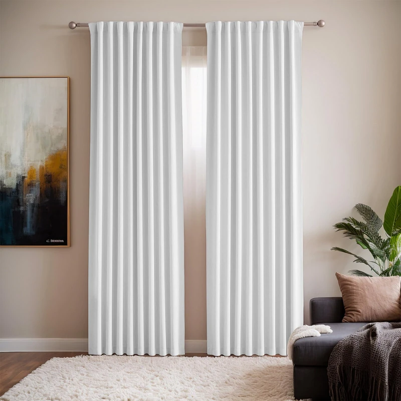 Floor to Ceiling Curtain for Wall Ceiling Mount Track - Extra Wide Blackout Curtains Soundproof Room Separator - Privacy Room Divider Curtains for Ceiling Track System or Rod with Hooks, 2 Panel