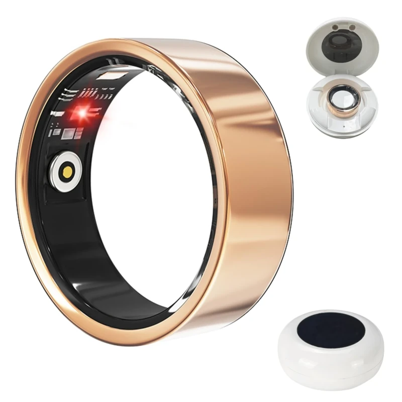 Smart Ring, Heart Rate and Blood Pressure Health Rings Compatible with Apple iPhone 16 15 14 13 12 11 Pro Max Mini Samsung Galaxy A55 54 35 34 16 15 14 13 12 Note 20 10 Ultra Plus 9 8 5G, Rose Gold #9