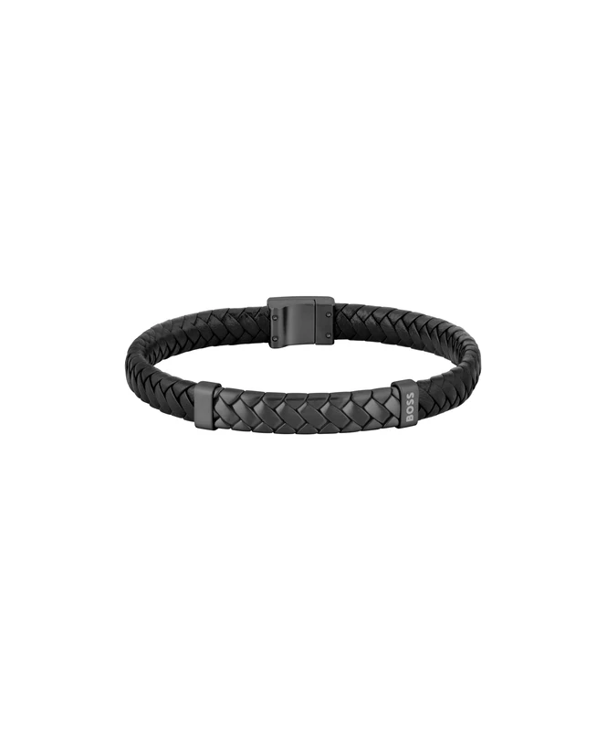 BOSS Jewelry Men's TAILORED Collection Bracelet with Black Leather and Black Stainless Steel Closure - 1580676M