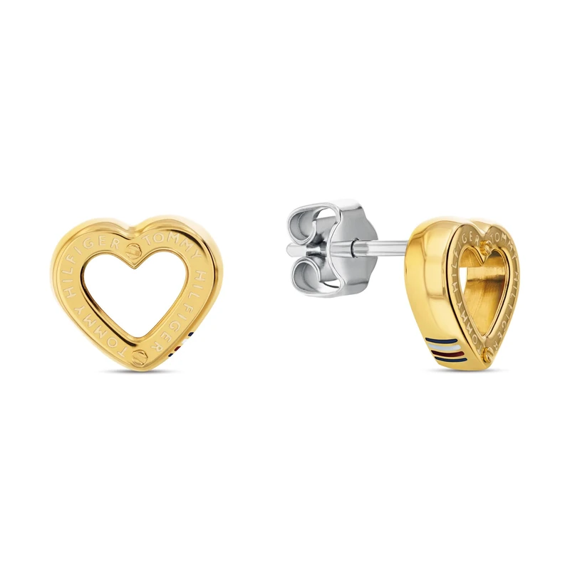 Tommy Hilfiger Jewelry Women's Yellow Gold Stud Earrings with Heart Shape - 2780972