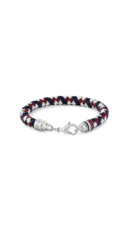 Tommy Hilfiger Jewelry Men's Braided Leather Bracelet Red, White and Blue - 2790633