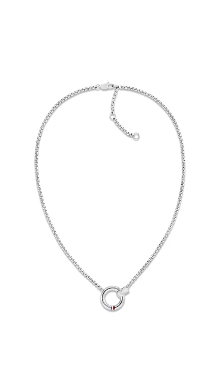 Tommy Hilfiger Jewelry Women's Stainless Steel Chain Necklace with a Circle Charm - 2780944