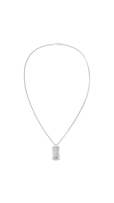 Tommy Hilfiger Jewelry Men's Pendant Necklace in Stainless Steel with an Engraved Plaque - 2790627