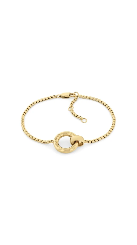 Tommy Hilfiger Jewelry Women's Yellow Gold Chain Bracelet with a Circle Charm - 2780947