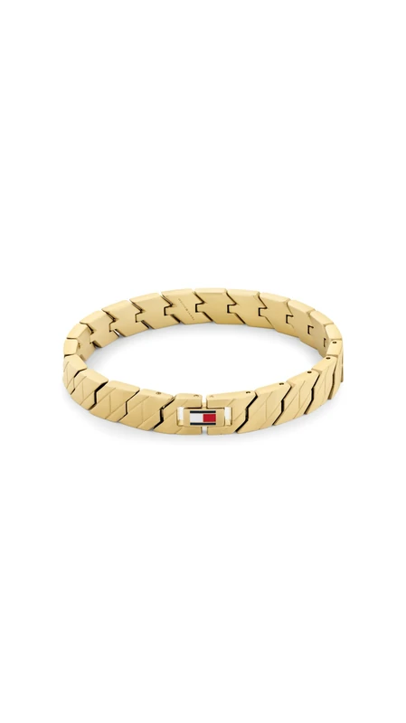 Tommy Hilfiger Jewelry Men's Yellow Gold Link Bracelet with the Iconic Flag - 2790620