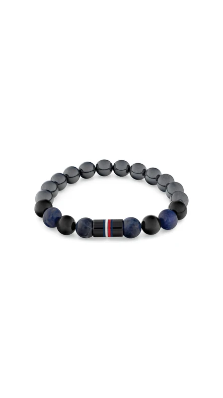 Tommy Hilfiger Jewelry Men's Beaded Bracelet with Sodalite, Hematite and Black Onyx Stones - 2790630