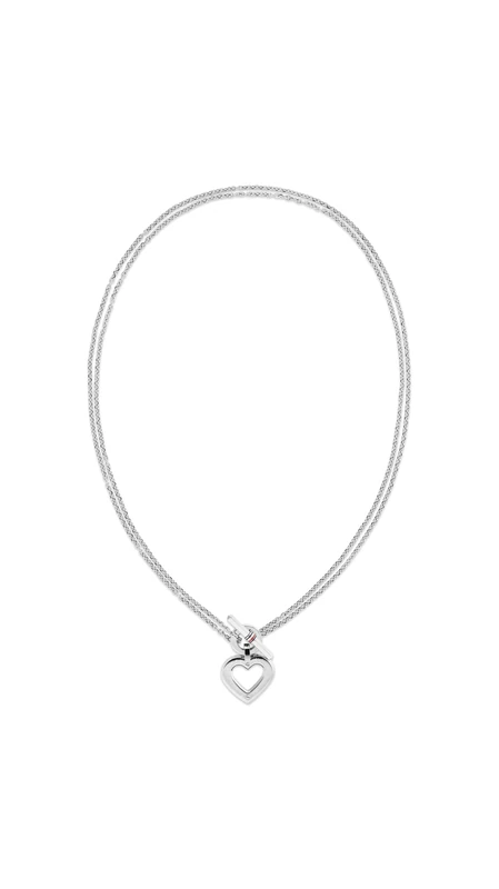 Tommy Hilfiger Jewelry Women's Doble Chain Necklace in Stainless Steel with a Heart Pendant - 2780967