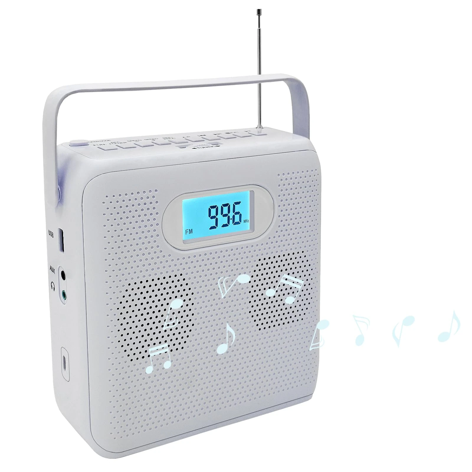 Portable CD Player with Bluetooth, A-B Repeat and Speed+/-, Bulit-in Double HiFi Speakers, AUX & Headphone Jack, FM Radio Boombox with USB Transcription, USB Port, LCD Displa