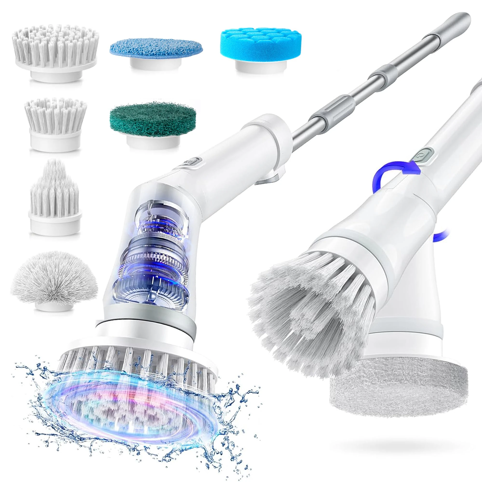 Airlovers 2025 Upgraded Electric Cleaning Brush, IPX6 Waterproof Electric Spin Scrubber with Replaceable Brush Heads, Adjustable Angle, Lightweight & Flexible for Bathroom, Kitchen, Tiles, and More