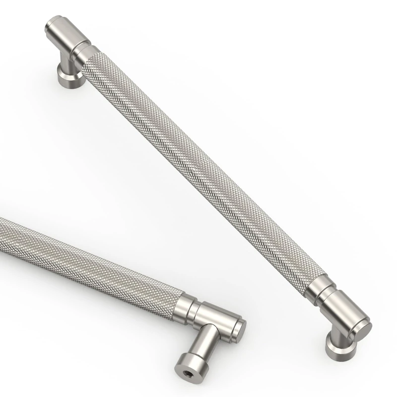 Asidrama 10 Pack 10 Inch(254mm) Brushed Satin Nickel Cabinet Pulls Knurled Kitchen Cabinet Handles, Cabinet Pulls Kitchen Cabinet Hardware for Cupboard Drawer Pulls