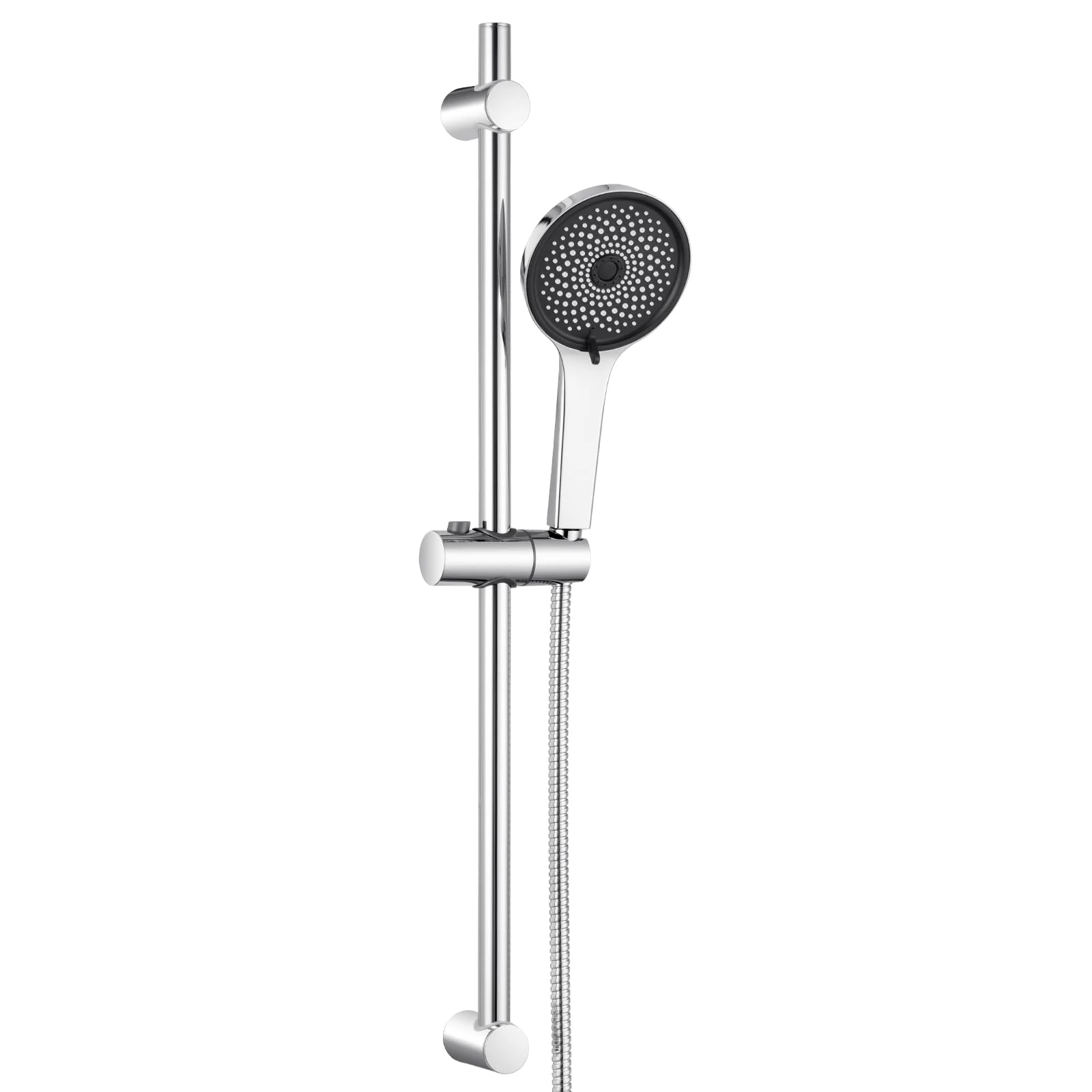 DERW Shower Slide Bar, Shower Riser Rail 70cm with 5 Modes Shower Head(Without Taps), Height-Adjustable, 360° Rotatable, Corrosion-Resistant, Built-in Filter, Durable for Your Shower System