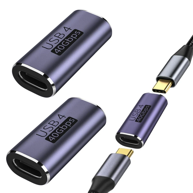 Watlikeup 2PCS USB C Female to Female Adapter,USB C Coupler,USBC Extender,40Gbps Data Transfer 8K@60Hz Video Display 240W Power Delivery for USB4 Thunderbolt 3/4 Macbook iPad Devices