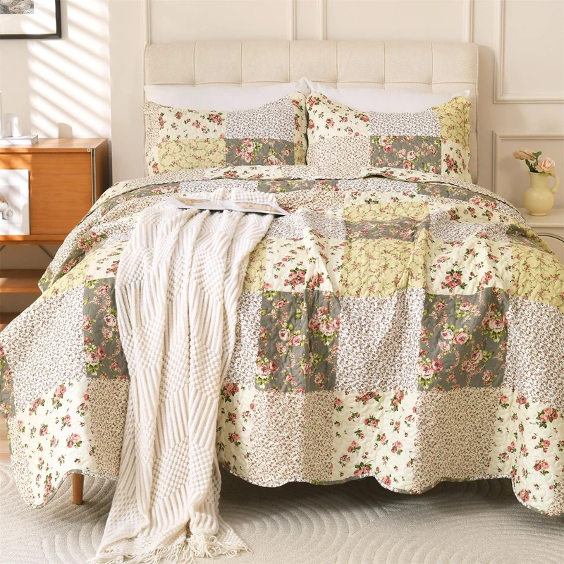 Cmfshape Romantic Patchwork Quilt Set Queen - 90x90