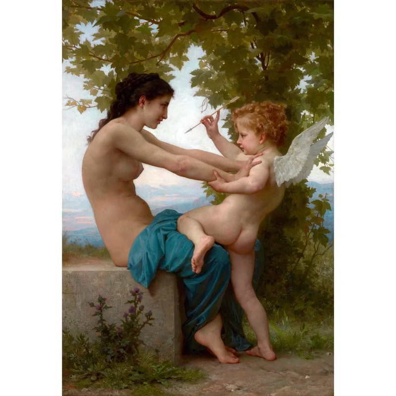 ARTICULOZY A Young Girl Defending Herself Against Eros - 40x50 Inch Rolled Poster Wall Decor Art Print