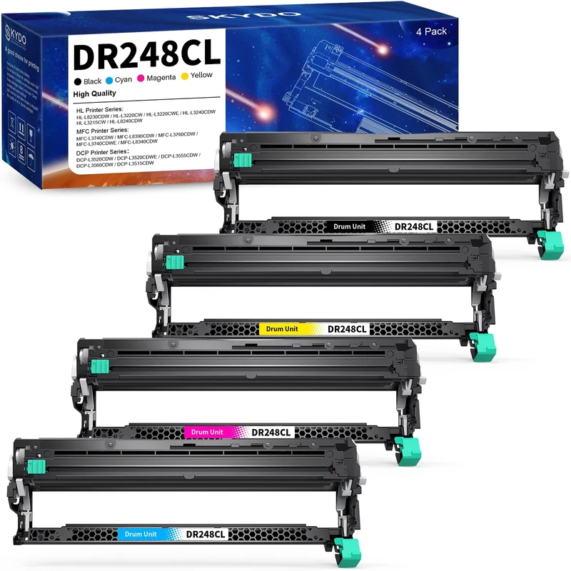 Skydo DR-248CL Drum Unit, Extra High, Compatible with Brother DR248CL Drum with HL-L3215CW L3220CW L3240CDW L8230CDW L8240CDW, MFC-L8340CDW L8390CDW L3760CDW, DCP-L3515CDW L3560CDW L3555CDW (4-Pack)