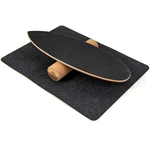 FANTASK Wooden Balance Board with Cork Roll (Black)