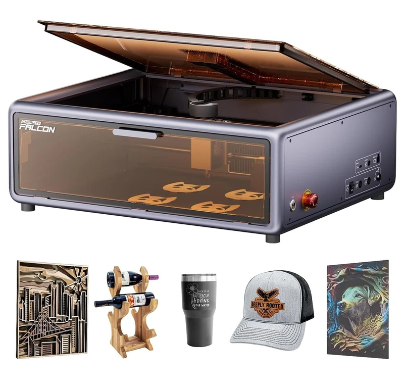 Creality Falcon A1 10W Engraving Machine, Enclosed Engraver Cutter with Smart Camera, CoreXY System 600mm/s Engraving Speed, Plug and Play, Dual-Door Convenience, Working Area 387 x 305mm