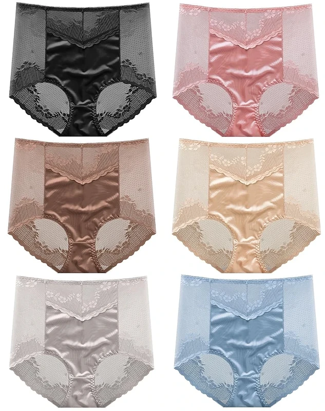 BLKDOTS Women's High Waist Lace Ultra Soft Underwear Full Coverage Briefs, Multicolour 6 colours, XL