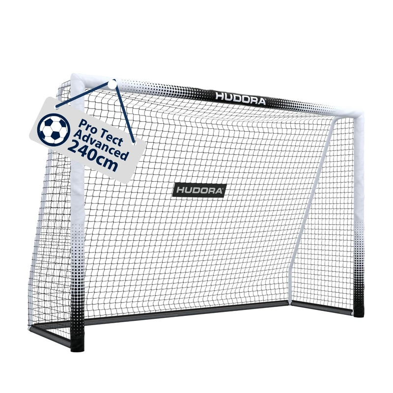 HUDORA Soccer Goal Pro Tect Advanced – Outdoor soccer goal with net and weatherproof coating for children/adults – Easy to assemble in the garden goal wall with zips and Velcro