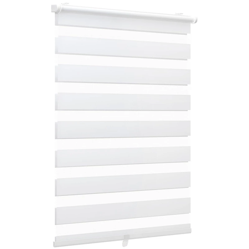 Sekey Double Roller Blind Klemmfix No Drilling Double Roller Blind Duo Roller Blind Cordless Roller Blind Folding Blind 130 x 150 cm White