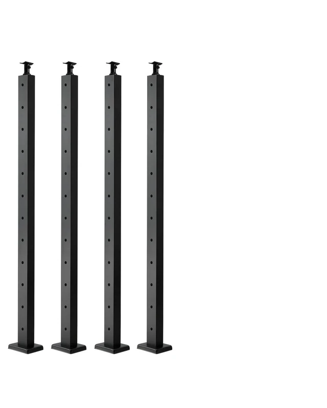 VEVOR 4-Pack Cable Railing Post, 42x2x2 in Horizontal-Hole Deck Railing Post with Pre-Drilled Holes, Stainless Steel Cable Rail Post with Horizontal and Curved Bracket, Black, 4JZLGZXHS106URZU0001V0