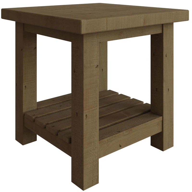 FWStyle Solid Reclaimed Natural Pine Lamp Side Table - H50 X W40 X D50cm