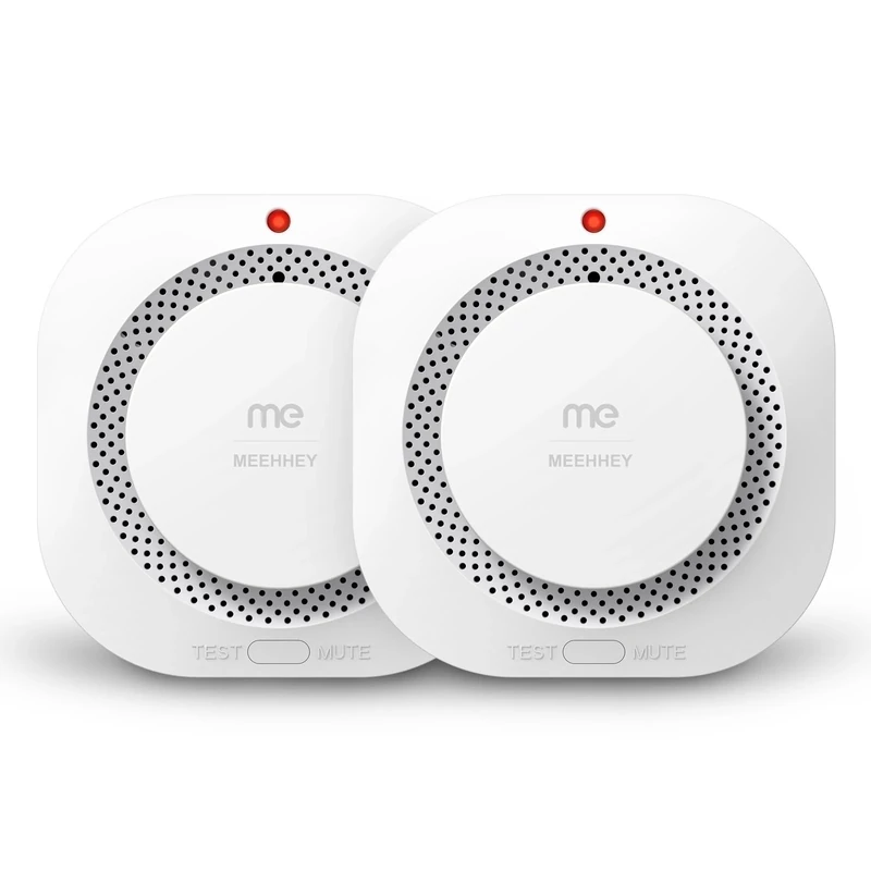 Smoke Alarms for Home, Smoke Alarm with 10 Years Life, Optical Fire Alarms for Home with LED Indicator and 80dB Audible, Smoke Detector Supplied with Fixing Kit Fully Certified, 2 Pack White